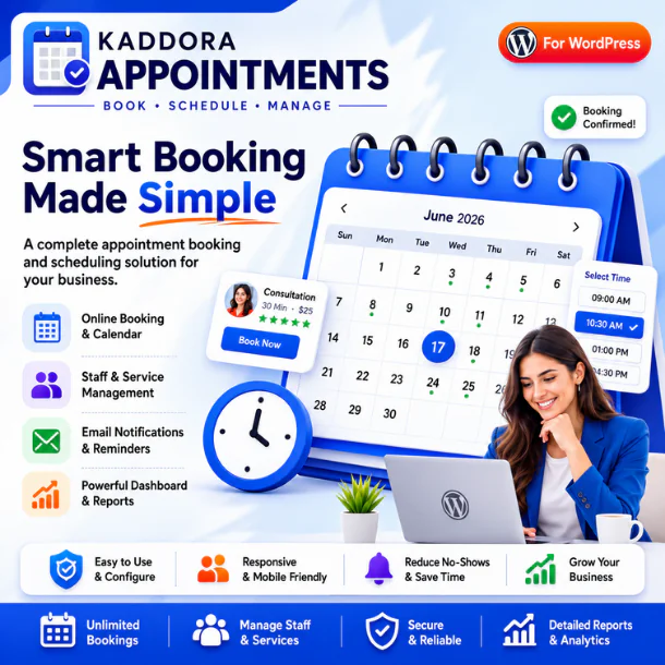 Kaddora Appointments – Booking Calendar and Scheduling