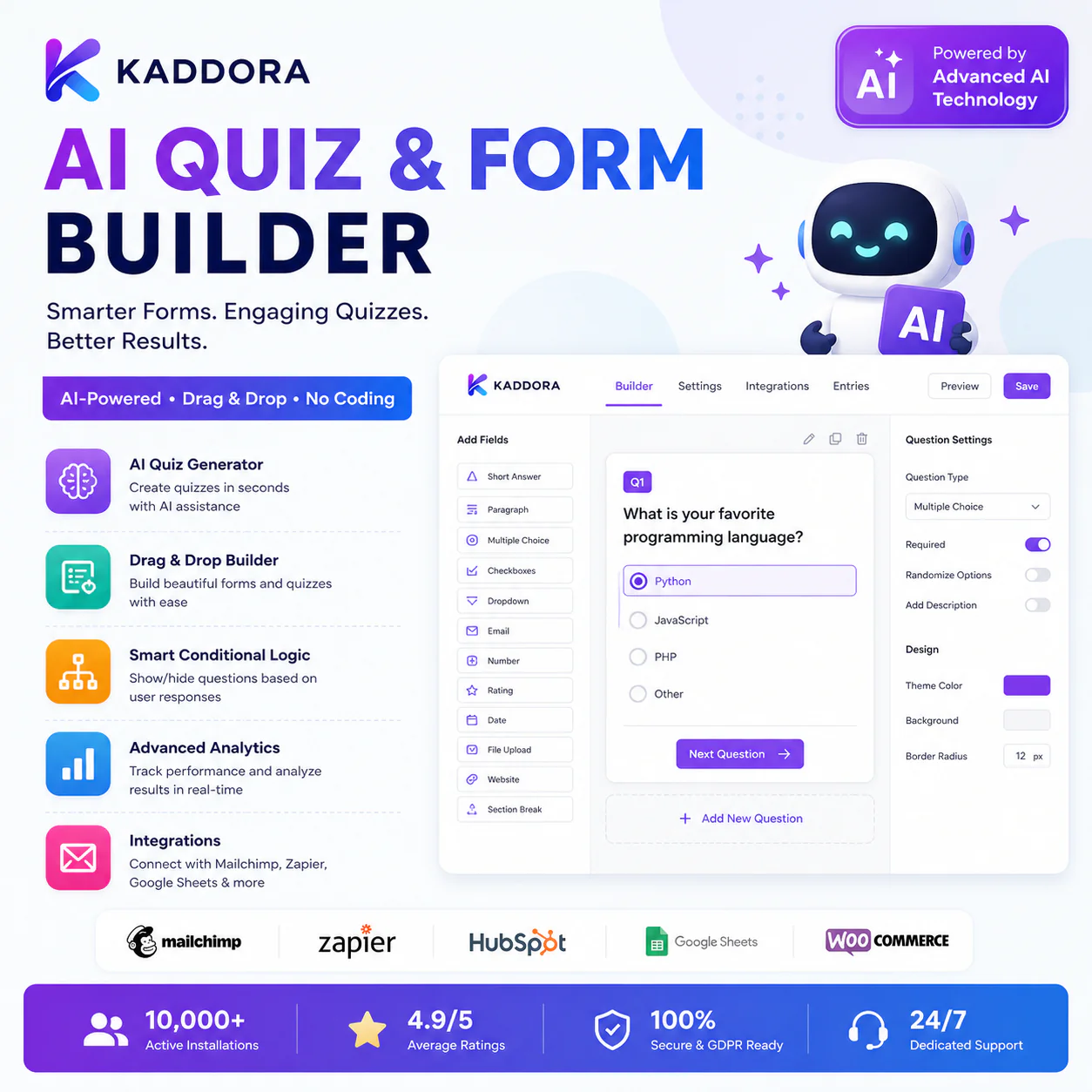 Kaddora AI Quiz & Form Builder WordPress Plugin
