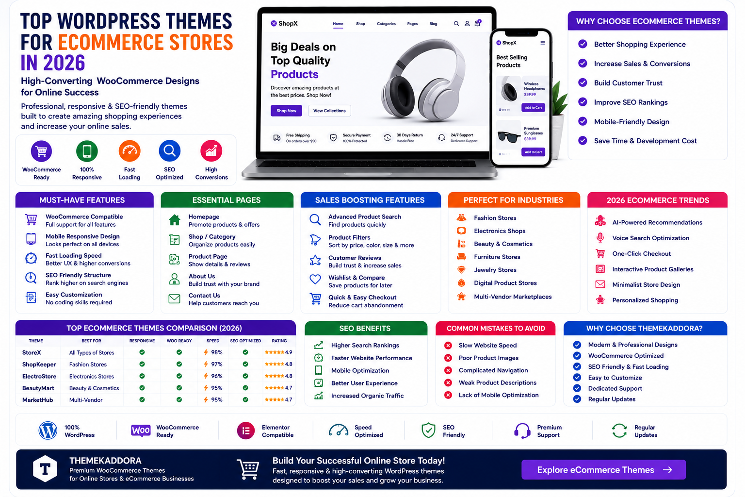 Best WooCommerce Themes for Online Stores in 2026: Fast, SEO-Friendly, and Conversion-Optimized Designs