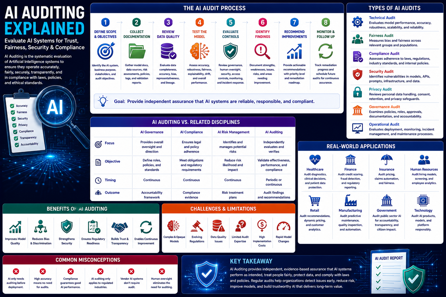 AI Auditing Explained: How Organizations Evaluate Artificial Intelligence for Accuracy, Fairness, Security, and Compliance