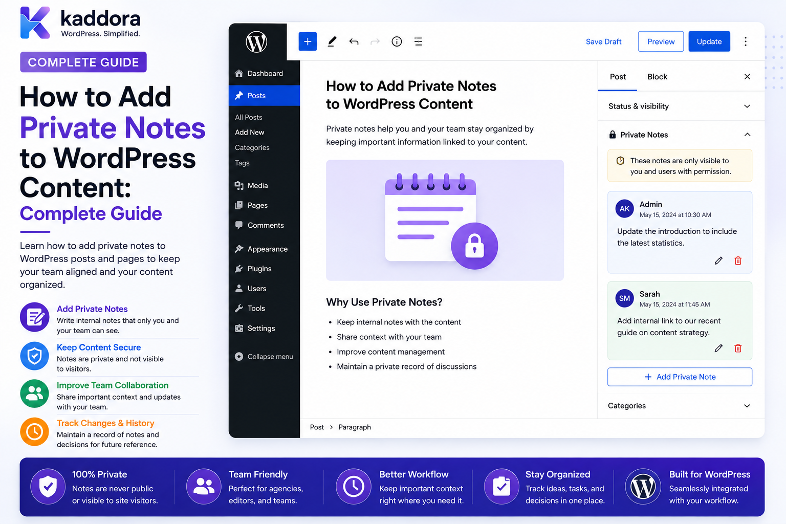 How to Add Private Notes to WordPress Content: Complete Guide
